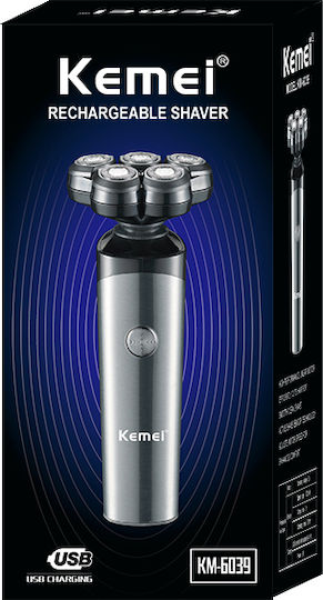 Kemei KM-6039 Περιστρεφόμενη Ξυριστική Μηχανή Προσώπου Επαναφορτιζόμενη