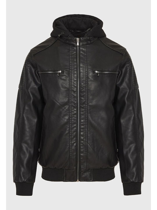 Faux Leather Jacket Biker Black
