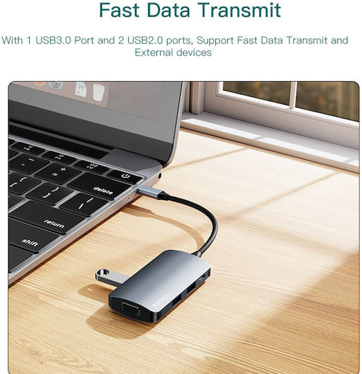 Yesido 3 Port Hub with USB-A Connection Gray