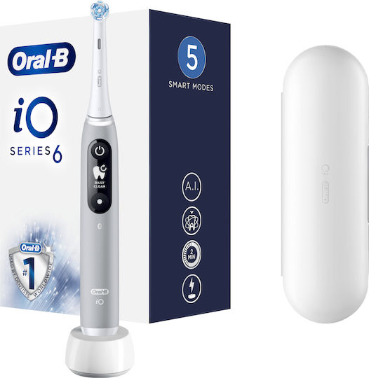 Oral-B Io Series 6 Electric Toothbrush with Pressure Sensor and Travel Case Gray