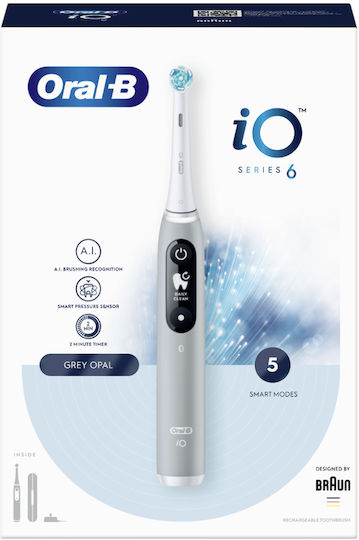 Oral-B Io Series 6 Electric Toothbrush with Pressure Sensor and Travel Case Gray