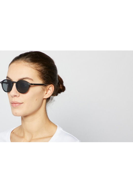 Izipizi Unisex Sunglasses with Black Horn-Rimmed Frame and Black Lens