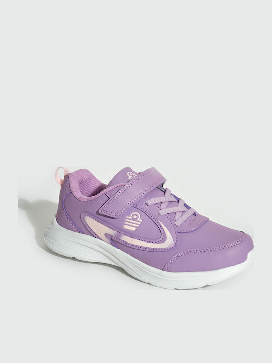 Kids Sports Shoes Running with Hoop & Loop Closure Purple