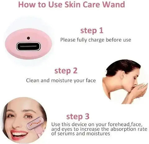 4 in 1 Skin Care Wand with Red Light for Face, Eyes, and Neck Silver