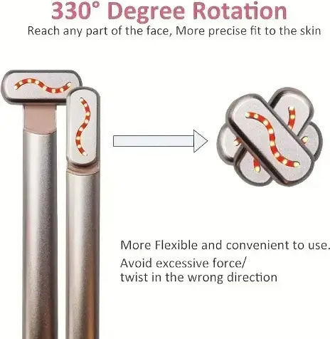 4 in 1 Skin Care Wand with Red Light for Face, Eyes, and Neck Rose Gold