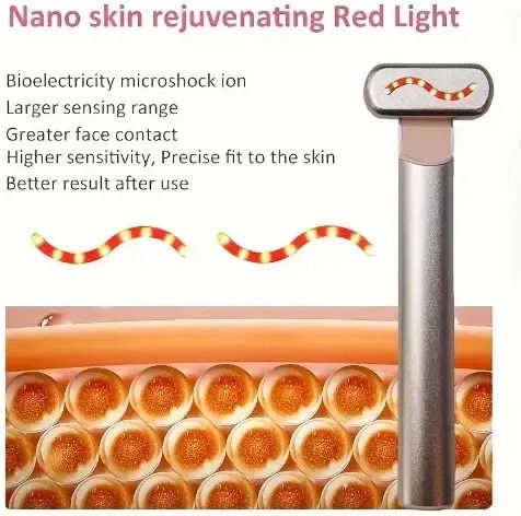 4 in 1 Skin Care Wand with Red Light for Face, Eyes, and Neck Rose Gold