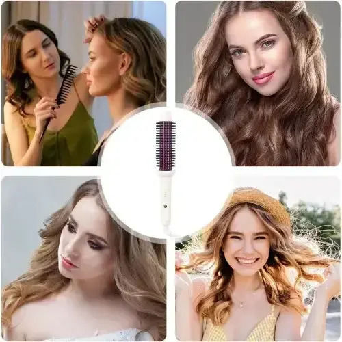 Andowl Ceramic Electric Brush with Air for Straightening and Curls