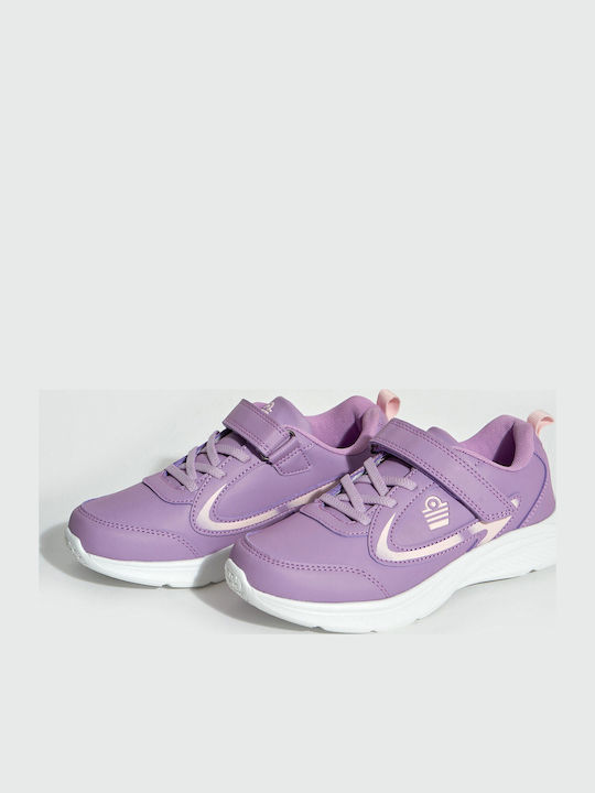 Kids Sports Shoes Running with Hoop & Loop Closure Purple