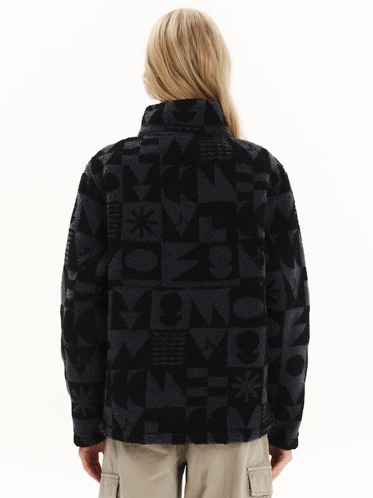 Χειμερινή Γυναικεία Fleece Μπλούζα με Φερμουάρ Μπλε