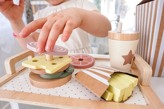 Jabadabado Jabadabado Wooden Fast Food Toys for 2+ Years
