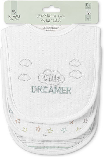 Lorelli Bib Fabric with Hoop & Loop Fastener White for 0 m+ 3pcs
