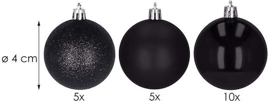 Christmas Ball Set 20 Pieces 3 Designs 4cm Black