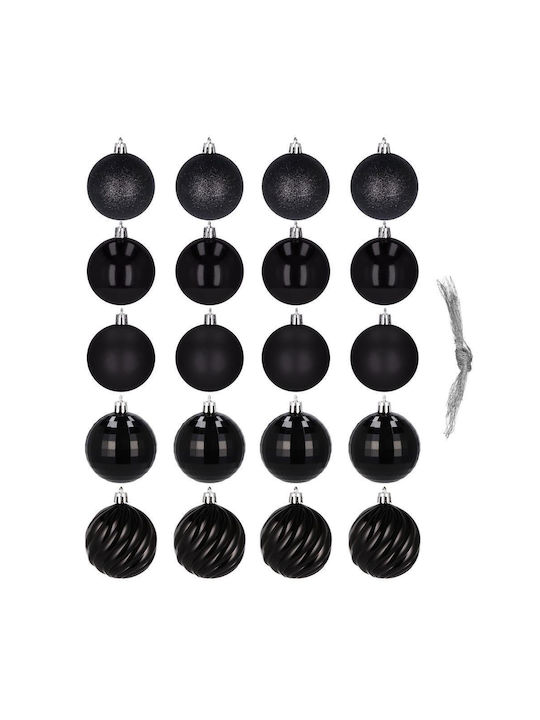 Christmas Ball Set 20 Pieces 5 Designs 6cm Black