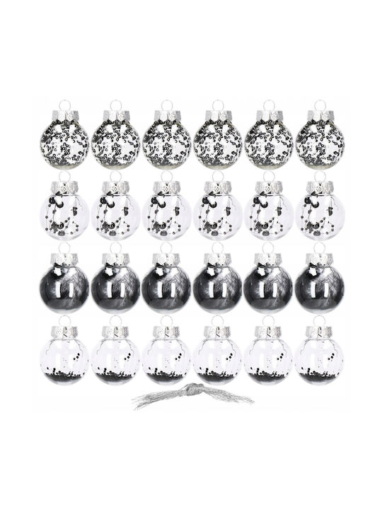 Unique Christmas Ball Set 24 Pieces 5cm Transparent Black Interior