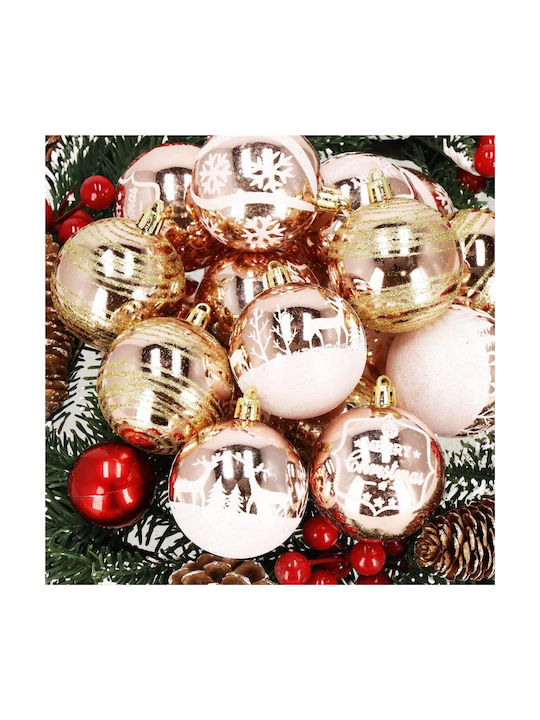 Christmas Ornament Set Holiday Designs 24 Pieces 6cm Rose