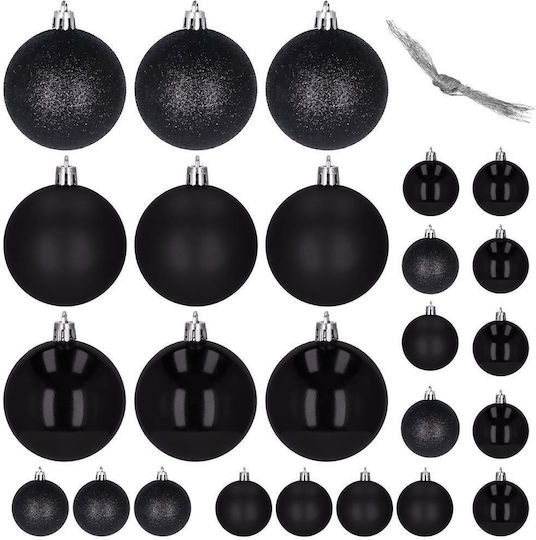 Weihnachtsbaumschmuck Set 25 Stück 3 Sorten 2,5cm 4cm Schwarze