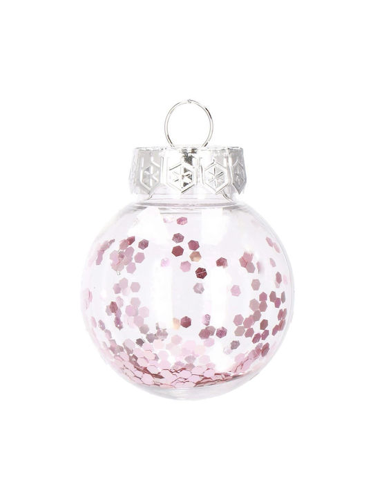 Unique Christmas Bauble Set 24 Pieces 5cm Transparent Pale Pink