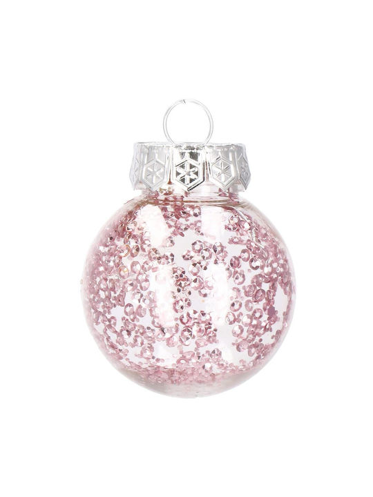 Unique Christmas Bauble Set 24 Pieces 5cm Transparent Pale Pink