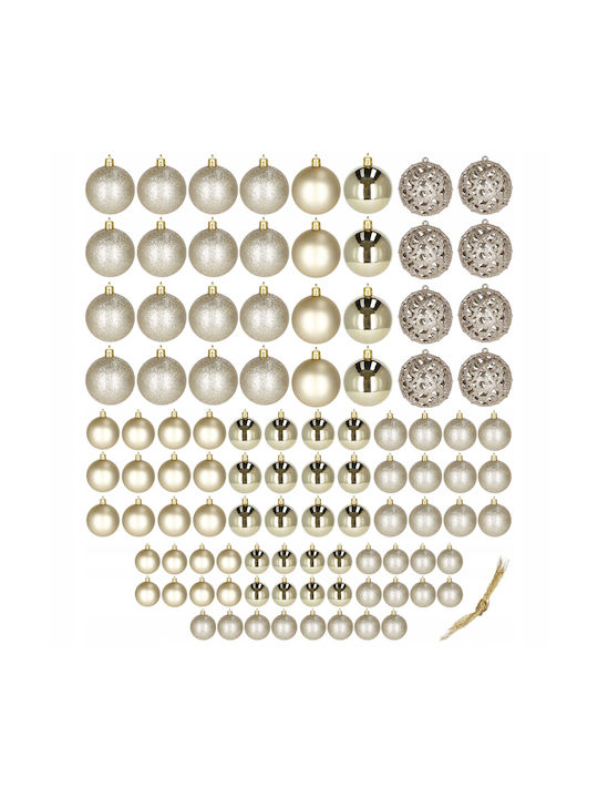Christmas Tree Ornaments Set 100 Pieces 3-6cm Gold