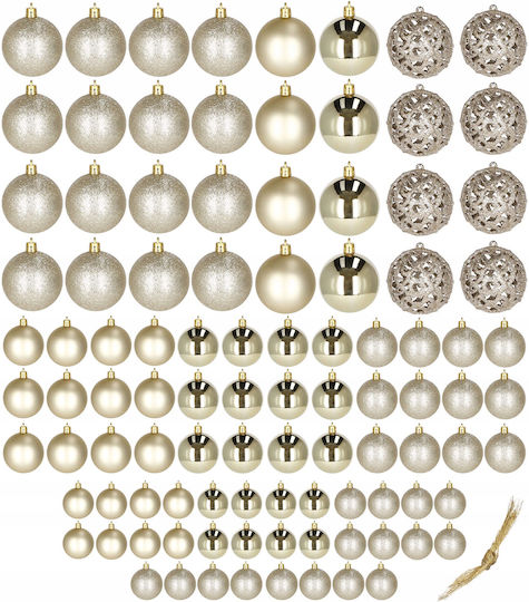 Christmas Ornament Set 100 Pieces 3-6cm Gold