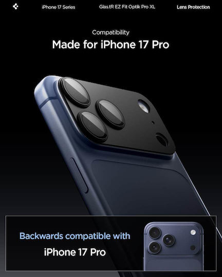 Spigen Optik Pro XL EZ Fit Camera Protector Tempered Glass Black for iPhone 17 Pro