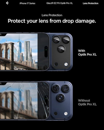 Spigen Optik Pro XL EZ Fit Camera Protector Tempered Glass Black for iPhone 17 Pro