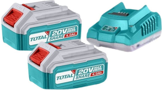 Total TOSLI240461E Set Ratchet & Workshop Lamp & Impact Driver Brushless 20V with 2 Batteries 4Ah