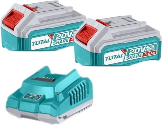 Total Set Angle Wheel & Impact Drill Driver & Hammer Brushless 20V with 2 Batteries 4Ah and Case