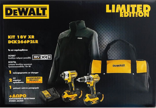 Dewalt Set Impact Screwdriver & Drill Driver Brushless 18V with 2 Batteries 5Ah and Case