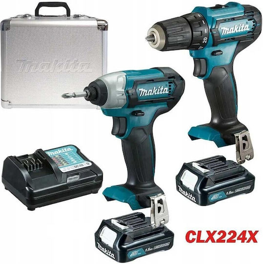 Makita CLX224X Σετ Δραπανοκατσάβιδο & Παλμικό Κατσαβίδι 12V με 2 Μπαταρίες 1.5Ah και Θήκη