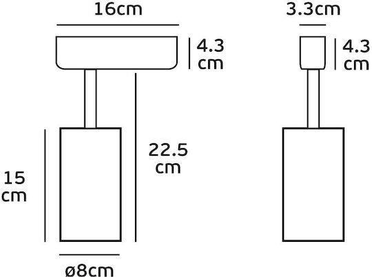 VK Lighting Μονό LED Φυσικό Λευκό Σποτ σε Γκρι Χρώμα