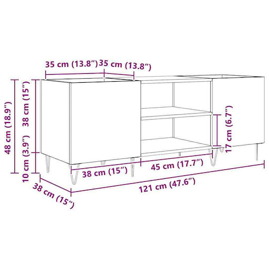vidaXL Hi-Fi Furniture Black 38x121x48cm