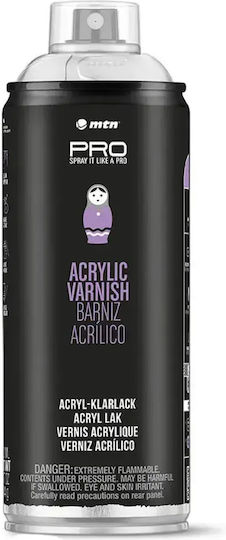 Montana Colors Spray Polish Acrylic Varnish with Shiny Effect Transparent Glossy 400ml Glossy
