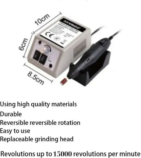 Arrango Arrango Freză pentru Unghii Electrică 10W Gri cu 15000 Rotiri pe Minut