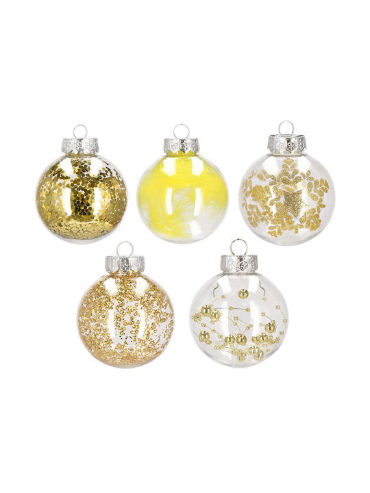 Unique Christmas Ornament Set 30 Pieces 7cm Transparent Gold