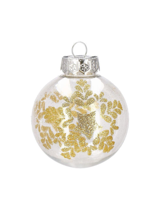 Unique Christmas Ornament Set 30 Pieces 7cm Transparent Gold