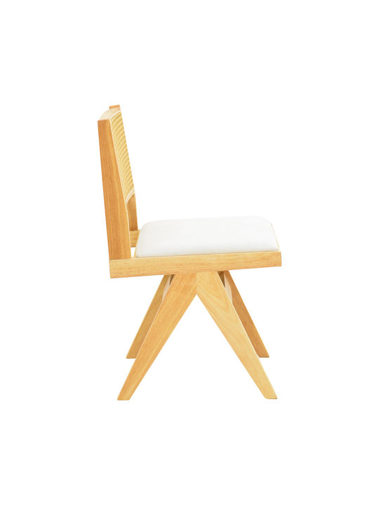 Winslow Dining Room Wooden Chair Natural Shade - White Fabric 46x58x80cm