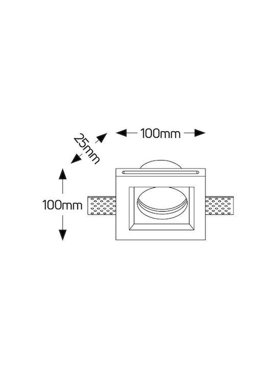Geyer Square Plaster Recessed Spot with Socket GU10 White 10x10cm. 1pcs