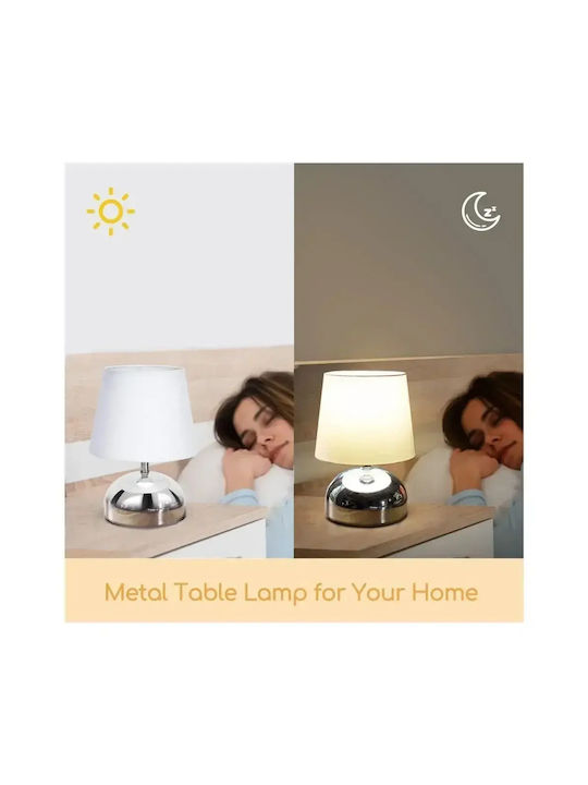 ForHome Μεταλλικό Πορτατίφ για Ντουί E14 με Ασημί Καπέλο και Βάση