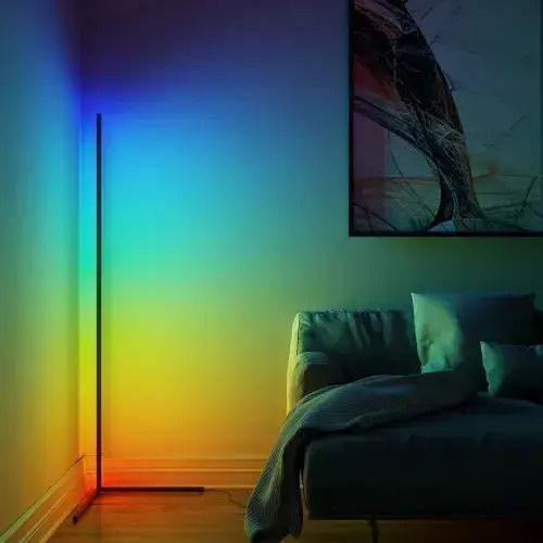 LED Подова Лампа с RGB Светлина Черен