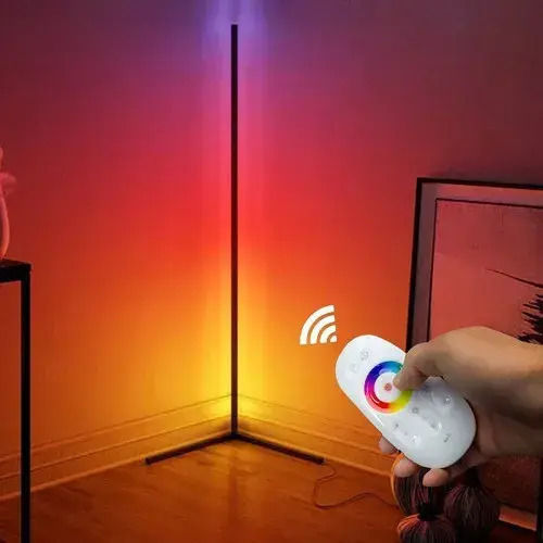 LED Подова Лампа с RGB Светлина Черен