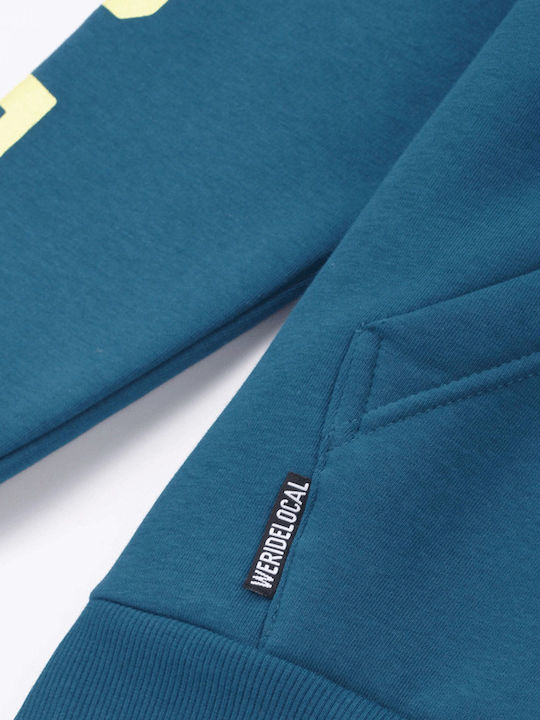 Sweatshirt with Hood Petrol Blue