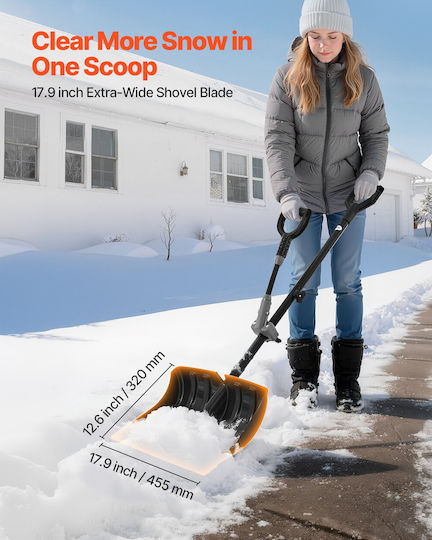 Vevor Snow Shovel Road Snow Shovel Width 45.5 cm Auxiliary D-Shaped Handles Non-Slip High Capacity Handle Snow Shovels Lightweight Snow Removal Tool Garden Car Camping Outdoor Spaces