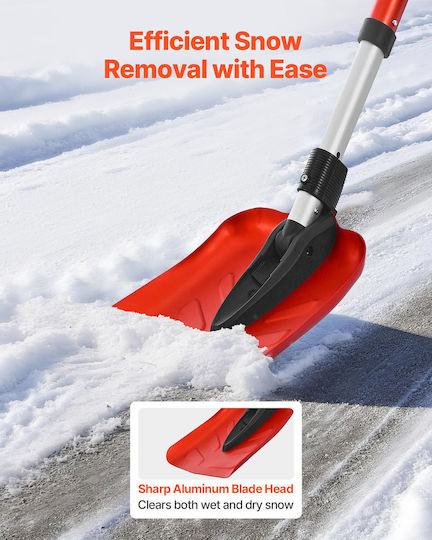 Snow Shovel Vevor Road Folding Snow Shovel 22cm D-Shaped Handle 36-40 In 91.4-101.6 Cm Adjustable Lightweight Snow Removal Tool Aluminum Alloy Reduces Back Strain Garden Car Camping
