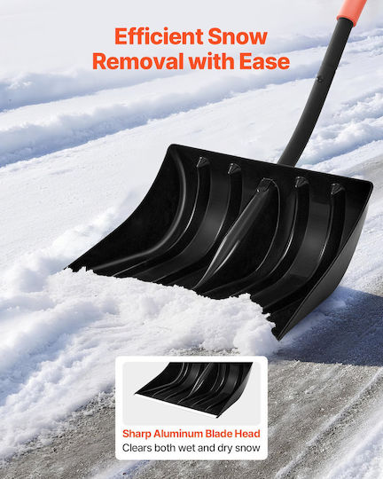 Vevor Schneeschaufel Straßen Schneeschaufel Mit 42 Cm Breite D-Form Griff Aluminiumblatt Große Kapazitäts Schneeschaufeln Leichtes Werkzeug zur Schneeräumung Garten Auto Camping Outdoor