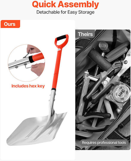 Snow Shovel Vevor Road 35 cm Wide Snow Shovel Aluminum Alloy D-Shaped Handles Large Capacity Snow Removal Shovels Lightweight Snow Removal Tool Garden Car Camping