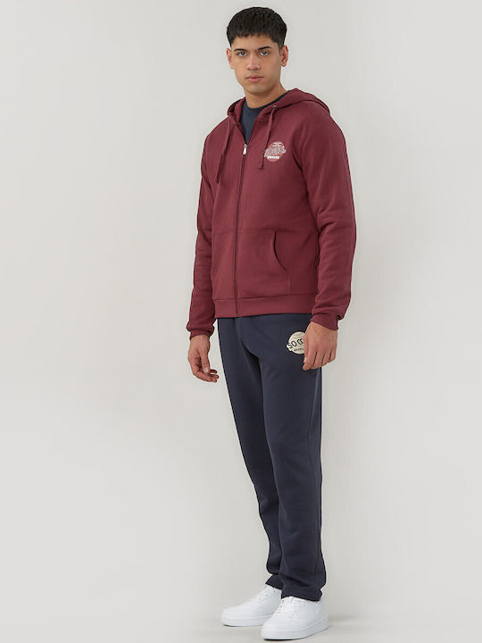 Men's Fleece Cardigan with Hood Bordeaux