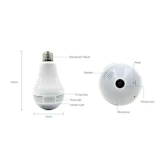 Tele Versteckte Kamera WiFi Lampe 1080p mit Steckplatz für Speicherkarte