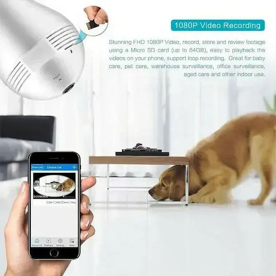 Versteckte Kamera Vr Cam 3d WiFi Lampe 1080p mit Steckplatz für Speicherkarte und Bewegungssensor