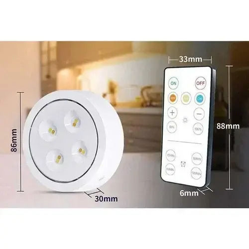 LED Light Spot for Cabinets with Battery Powered, Photocell and Remote Control 3pcs